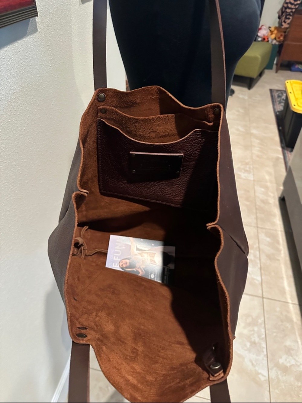 Portland Leather Goods extra large tote, cold brew - Dark brown. - Picture 2 of 6